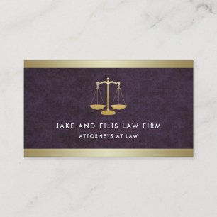 Gold Scales Attorney Law Firm Damask   Gold Business Card