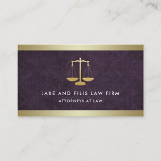 Gold Scales Attorney Law Firm Damask | Gold Business Card