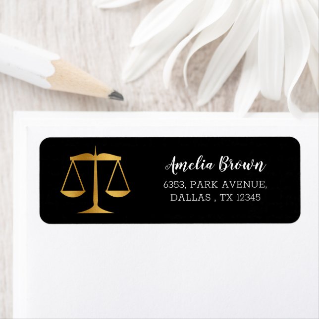 Gold Scales Law Graduate Return Address label (Insitu)