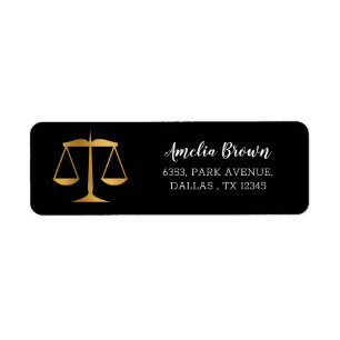 Gold Scales Law Graduate Return Address label