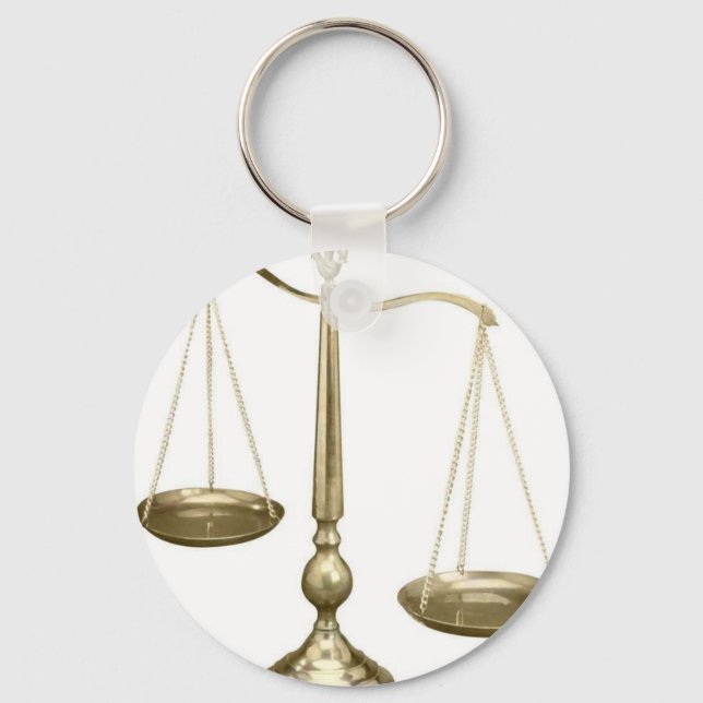 gold scales of justice key ring (Front)