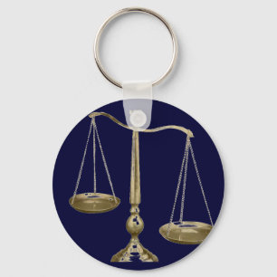 gold scales of justice key ring