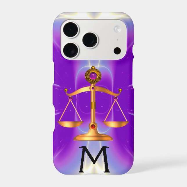 GOLD SCALES OF LAW ,GEM STONES MONOGRAM Purple (Back)