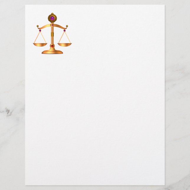 GOLD SCALES OF LAW WITH GEM STONES ,Justice Symbol (Front)