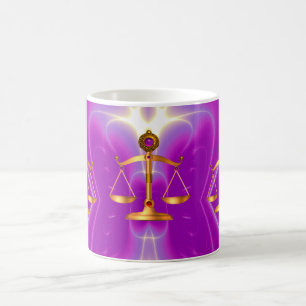 GOLD SCALES OF LAW WITH GEM STONES ,Justice Symbol Coffee Mug