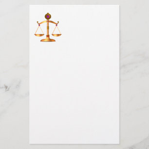 GOLD SCALES OF LAW WITH GEM STONES ,Justice Symbol Stationery