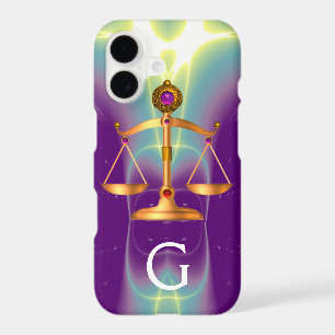 GOLD SCALES OF LAW WITH GEM STONES MONOGRAM