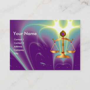 GOLD SCALES OF LAW WITH GEM STONES MONOGRAM BUSINESS CARD