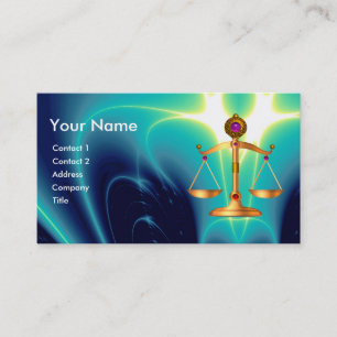 GOLD SCALES OF LAW WITH GEM STONES MONOGRAM BUSINESS CARD