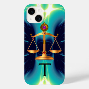 GOLD SCALES OF LAW WITH GEM STONES MONOGRAM Case-Mate iPhone 14 CASE