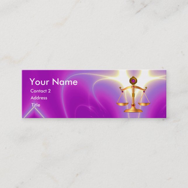 GOLD SCALES OF LAW WITH GEM STONES MONOGRAM MINI BUSINESS CARD (Front)