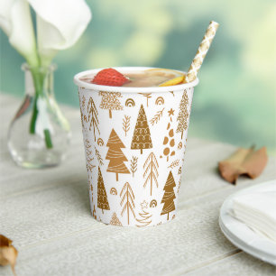 Gold Scandinavian Style Christmas Paper Cups