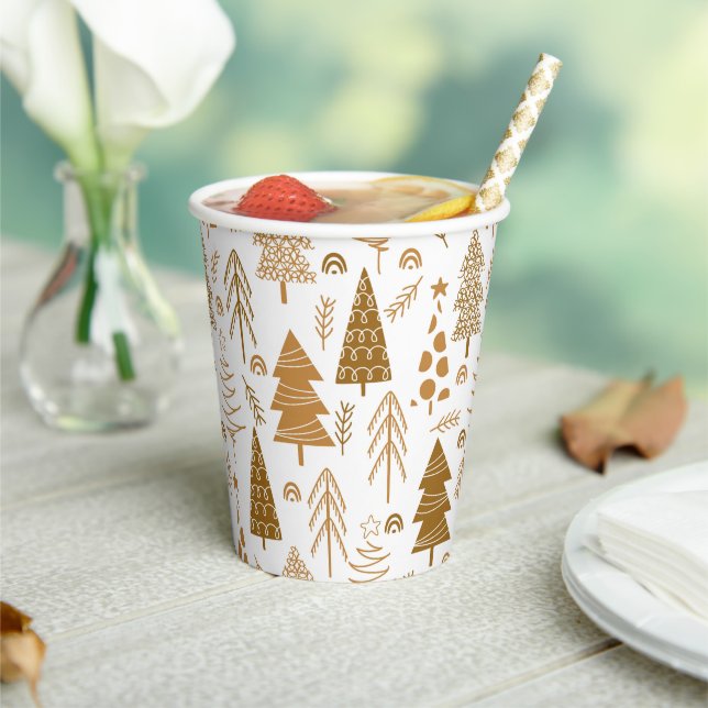 Gold Scandinavian Style Christmas Paper Cups (Insitu)