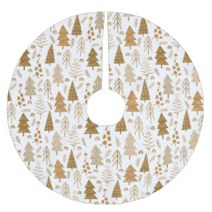 Gold Scandinavian Style Christmas Tree Pattern Brushed Polyester Tree Skirt