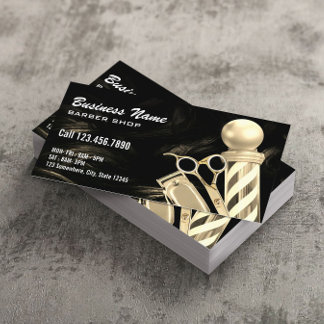Gold Scissor Barber Pole Professional Barber Shop Business Card