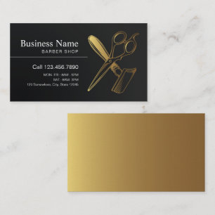 Gold Scissor Barber Professional Barber Shop Business Card