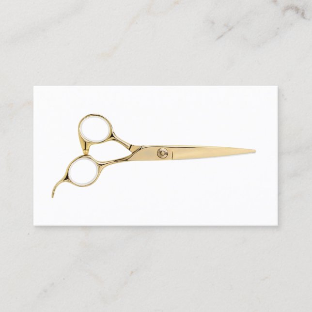 Gold Scissor Minimalist Hair Stylist Hair Salon Business Card (Front)