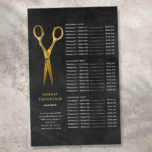 Gold Scissors Barber Chalkboard Service Menu