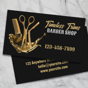 Gold Scissors Barbershop Hairdresser Barber Shop Business Card