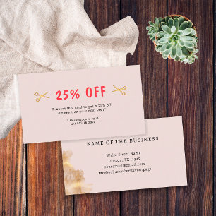 Gold Scissors Hair Dresser Hairstylist Salon Discount Card