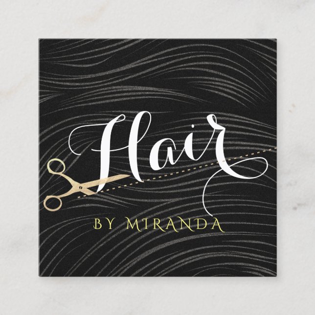 Gold Scissors Hair Salon Hairstylist Appointment Card (Front)