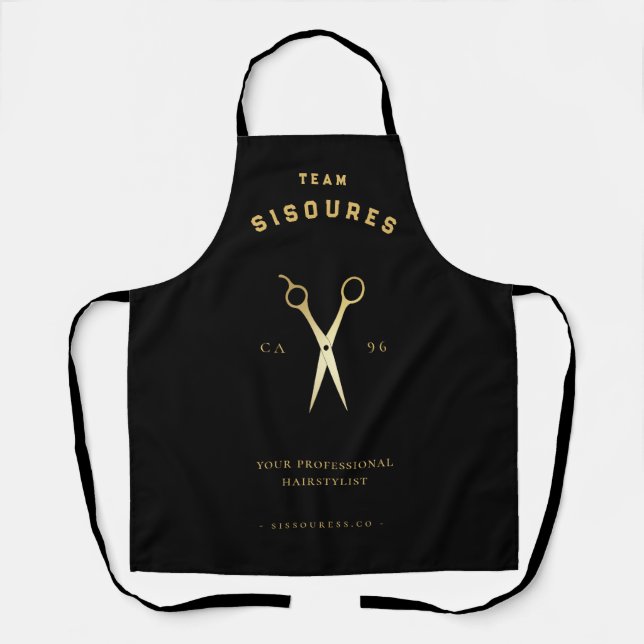 Gold Scissors Hairstylist Minimalist Apron (Front)