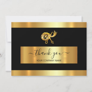  Gold Scissors LogoThank You Business Insert Black Invitation