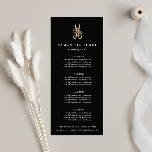 Gold Scissors | Salon Pricing or Services Rack Card (Creator Uploaded)