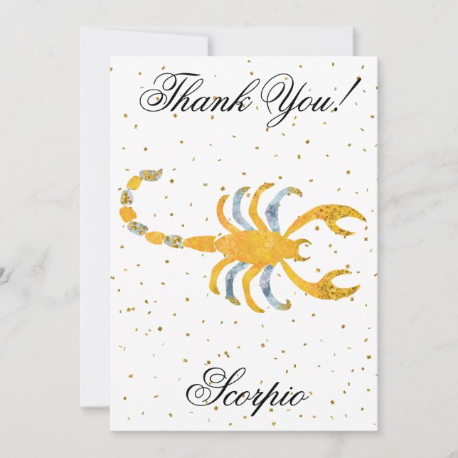 Gold Scorpio 1st Birthday & Big Photo Thank You (Front)