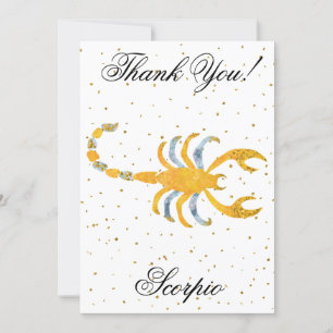 Gold Scorpio 1st Birthday & Big Photo Thank You Card