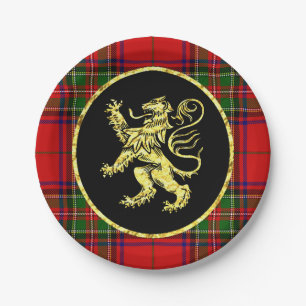 Gold Scottish Lion and Plaid Paper Plate