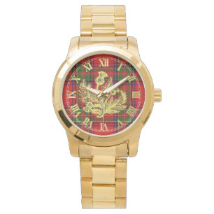 Gold Scottish Thistle on Plaid Watch
