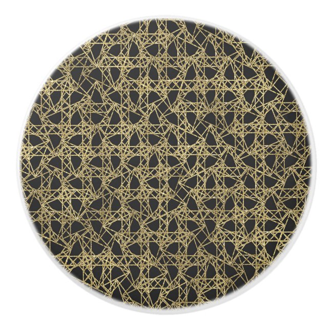 Gold Scratch Golden Modern Glamour Unique Elegant Ceramic Knob (Front)