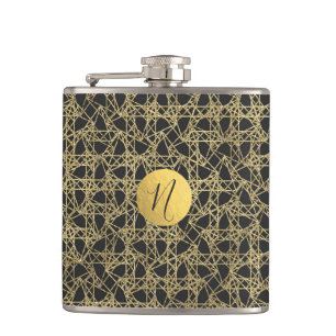 Gold Scratch Golden Modern Glamour Unique Monogram Hip Flask