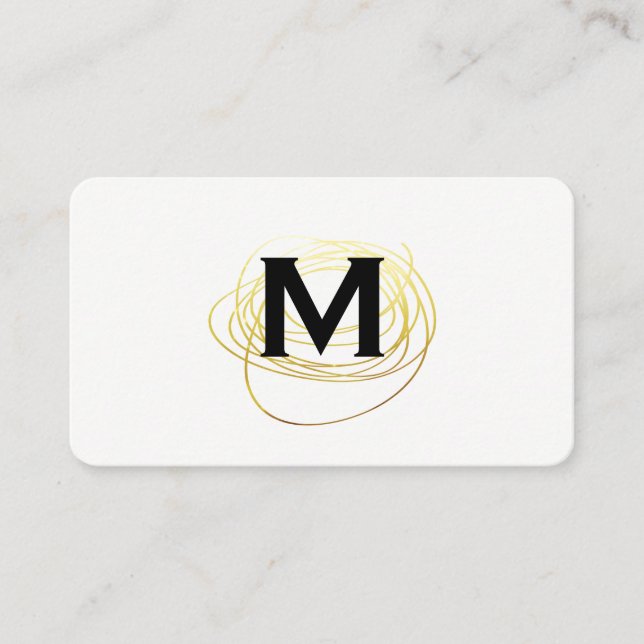 Gold Scribble / Monogram Business Card (Front)
