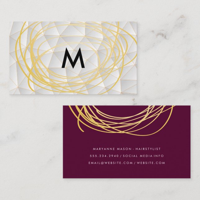 Gold Scribbles | Modern Geometric Business Card (Front/Back)
