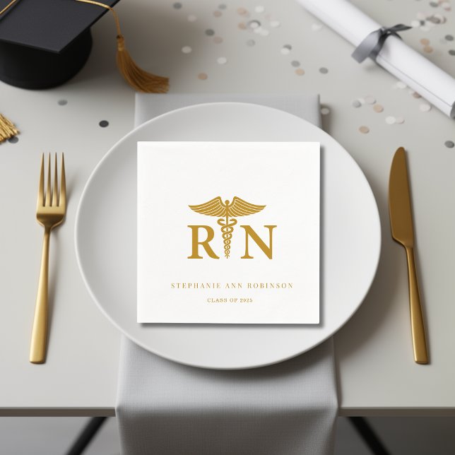 Gold Script 2025 Nurse Graduation Party  Napkin (Creator Uploaded)