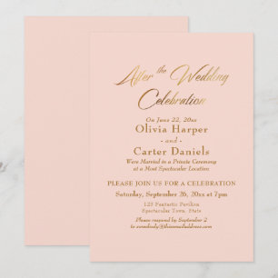 Gold Script After the Wedding Celebration Blush Invitation