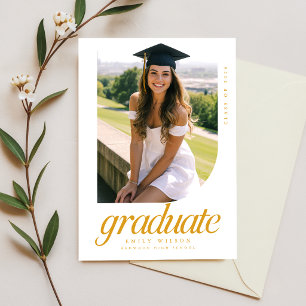 Gold Script Arch Photo Graduation Party Invitation Postcard