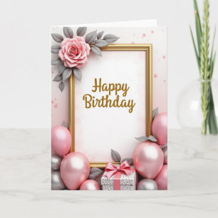 Gold Script Birthday Card