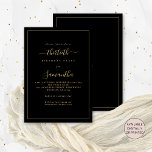 Gold Script Border 30th Birthday Party Black Invitation<br><div class="desc">Elegant Gold Script Border 30th Birthday Party Black. Available digitally or printed. A minimalist modern text design for your thirtieth in classy black and gold, which is fully customisable, with a single line border. Change the words as required and you can also change text and background colours as well as...</div>