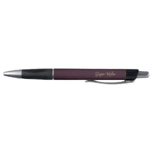 Gold Script Burgundy Leather Look