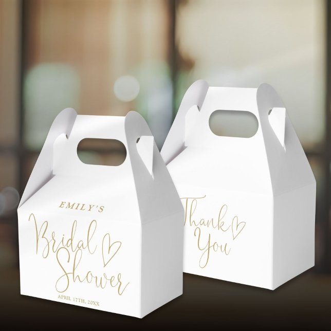 Gold Script Calligraphy Bridal Shower Favour Box (Gold Script Calligraphy Bridal Shower Favor Boxes)
