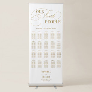Gold Script Calligraphy Wedding Seating Chart Retractable Banner