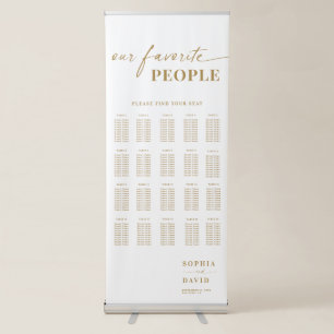 Gold Script Calligraphy Wedding Seating Chart Retractable Banner