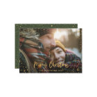 Gold script Christmas stars 1 photo green holiday