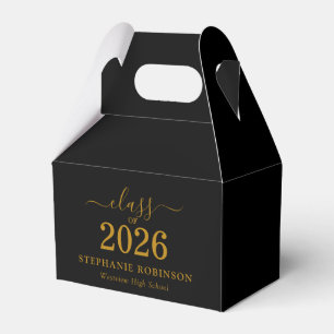 Gold Script Class of 2026 Black Graduation Favour Box