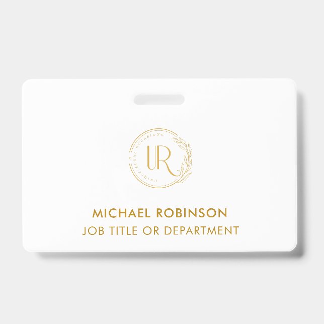 Gold Script Company Logo ID Custom Employee Staff  Badge (Front)