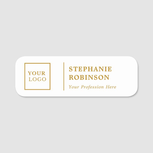 Gold Script Custom Logo Name Title Name Tag (Front)
