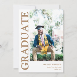 Gold Script Custom Photo Graduation Announcement